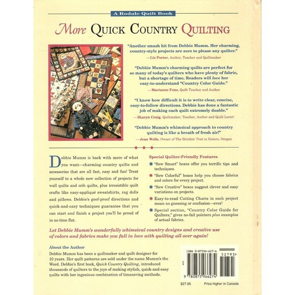 More Quick Country Quilting Debbie Mumm 80 Projects Hardcover 1994 - Picture 2 of 2